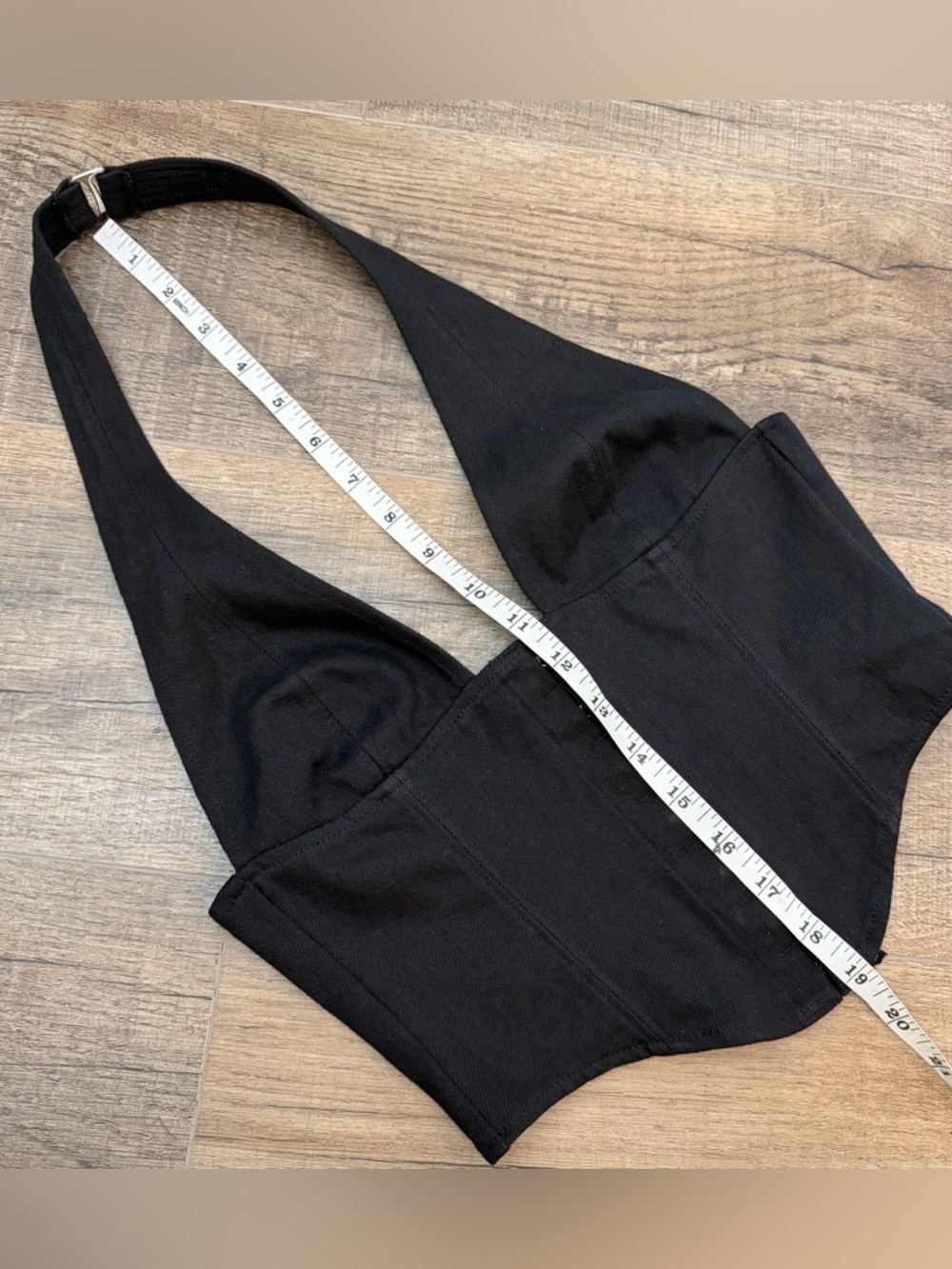 White Fox Black Halter Corset Top Womens XS Cropped Backless Office Siren Party - Picture 10 of 10